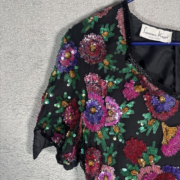 Laurence Kazar NY Size S‎ Silk Dress Sequins Art Deco Glam Hollywood Gatsby 20s - Picture 6 of 16